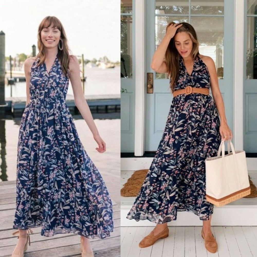 Anthropologie Gal Meets Glam Siena Halter Floral Maxi Dress